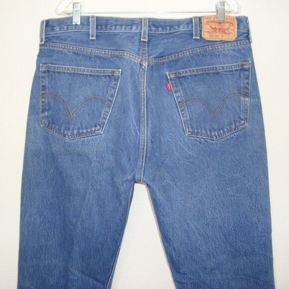 Levis 501XX STF Red Tab Jeans Mens Tag Size 40x36(32) Y2K Made in Mexico - Picture 14 of 16